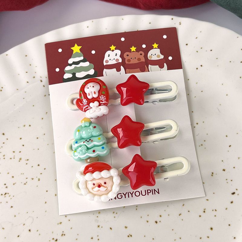 聖誕節造型可愛髮夾+髮圈(3入)-兔兔手套髮圈