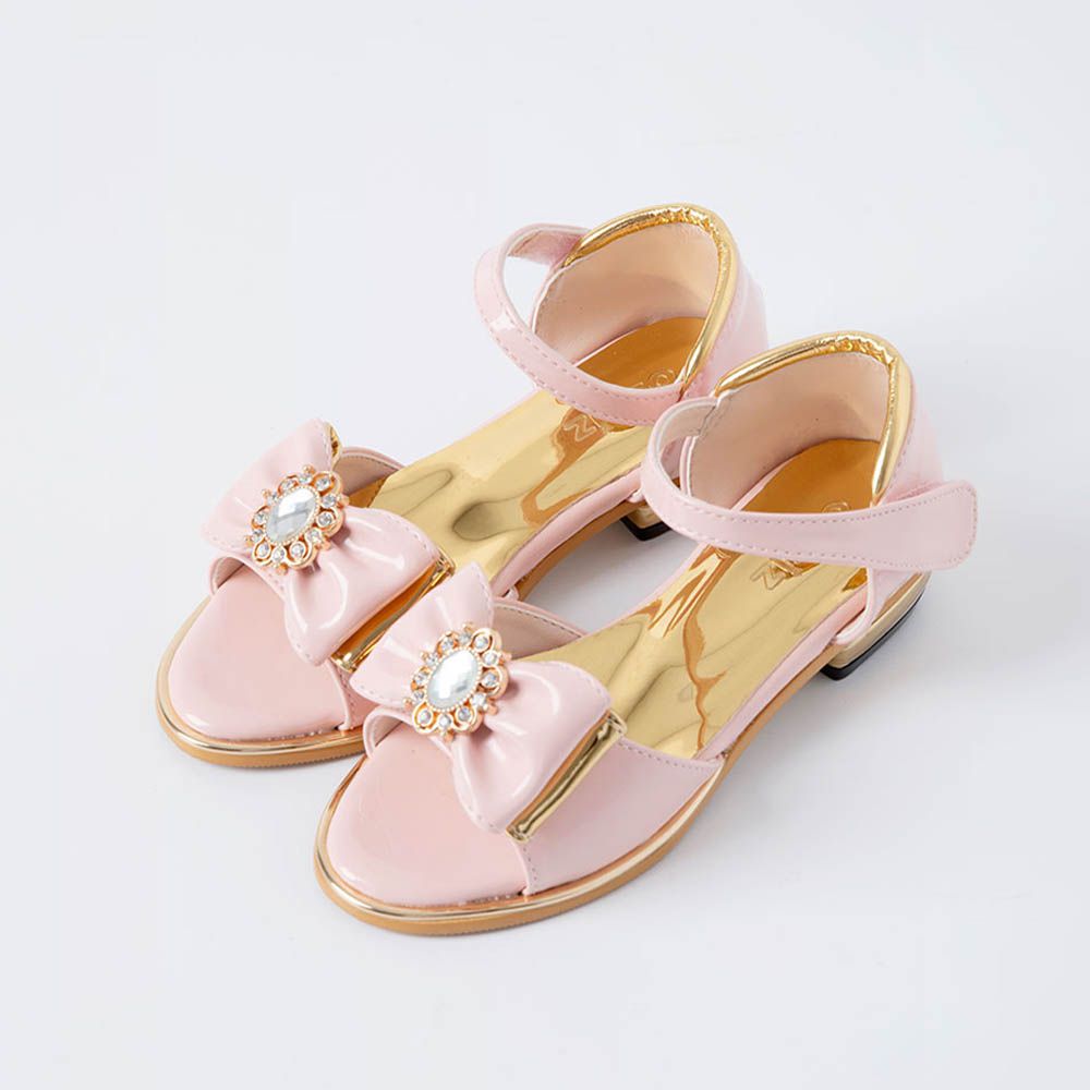 2.5cm奢華寶石漆皮淑女矮跟鞋-粉