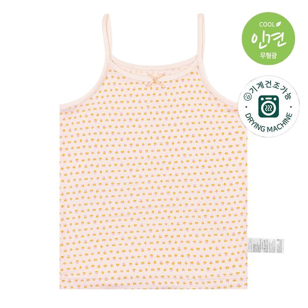 嫘縈涼感透氣細肩帶內衣(女寶)-拼色圖案-淺粉橘