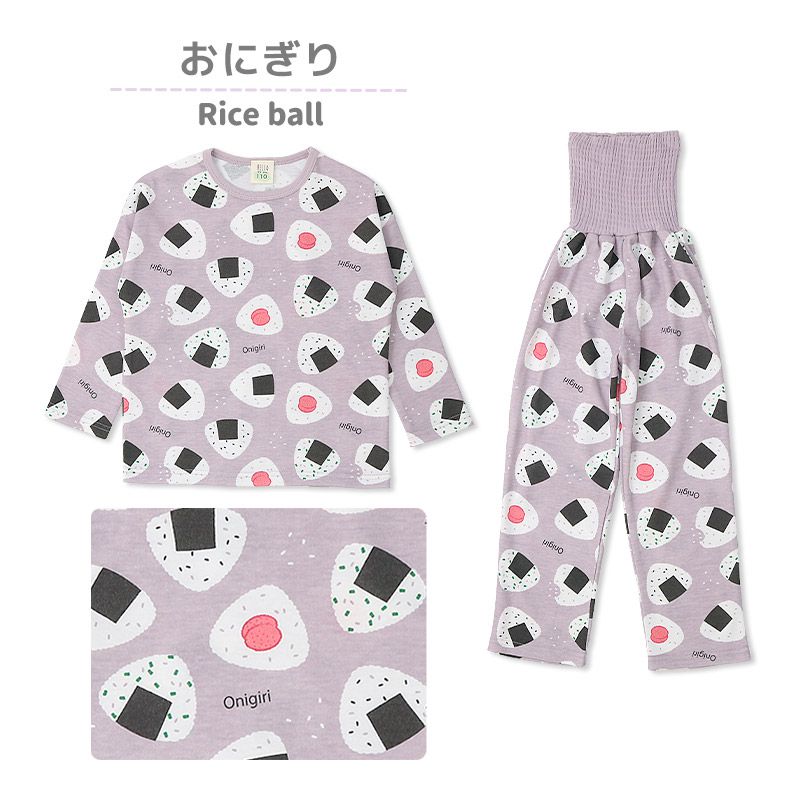 日本 ZOOLAND - 舒適保暖腹卷長袖睡衣/家居服-獨角獸-淺紫