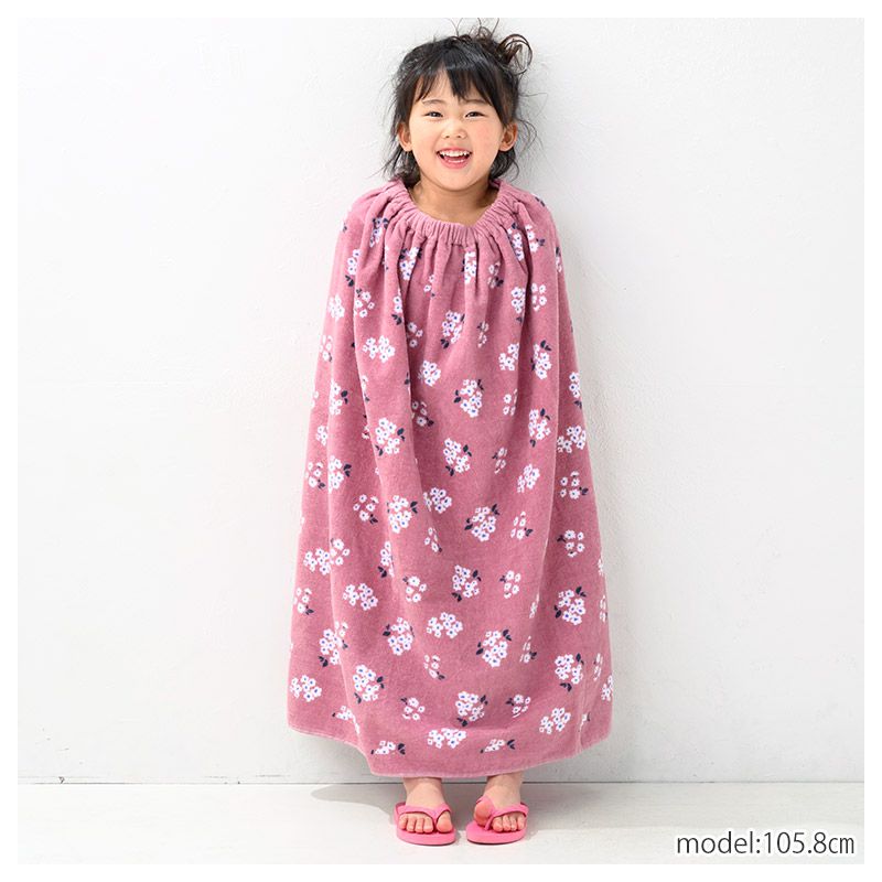 日本 ZOOLAND - 純棉海灘/游泳浴巾/浴袍 (附釦)-C滿版點點-摩卡 (長80cm(國小中年級以上))