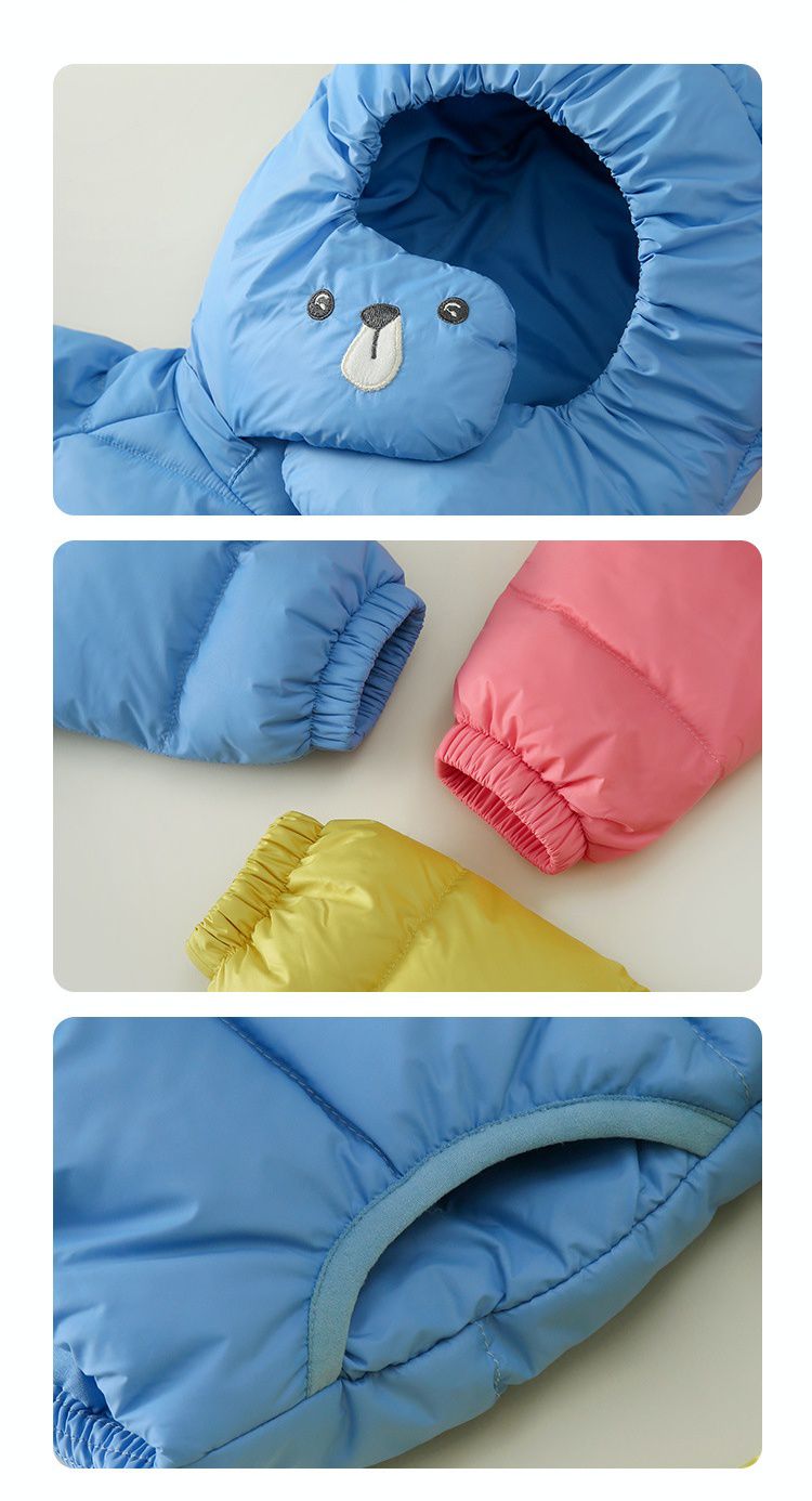 防水防污童趣造型羽絨外套(90%鴨絨)-熊熊耳朵-粉色