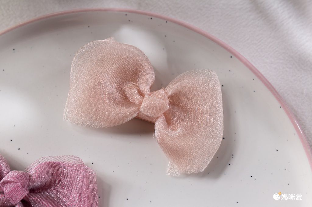 亮亮網紗蝴蝶結髮夾(2入組)-海軍藍