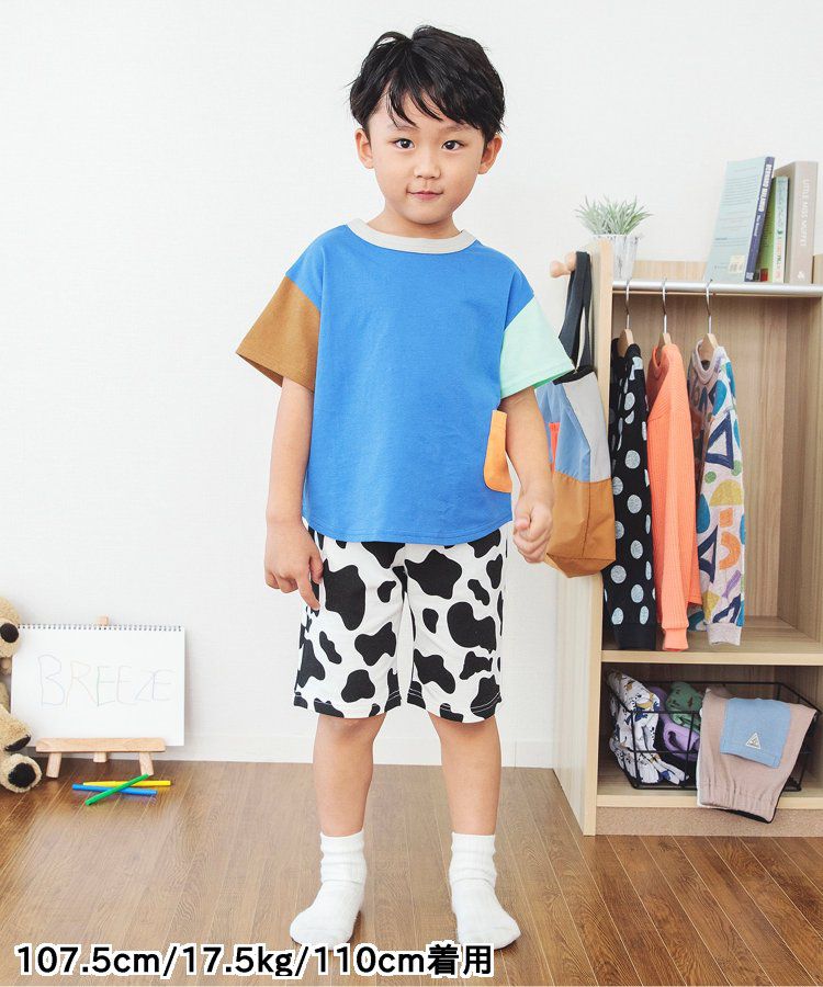 日本 BREEZE - 熱銷！百搭休閒印花短褲-乳牛紋-黑白