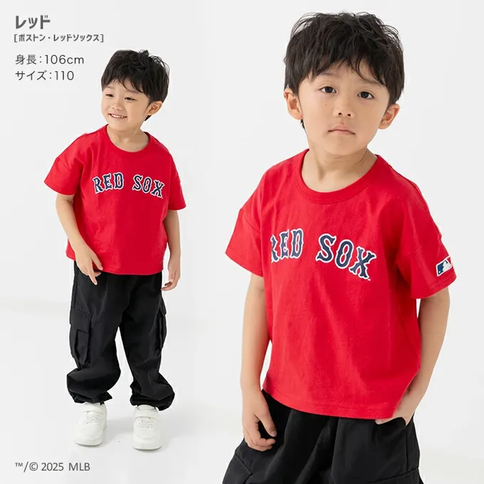 日本 Chil2 - MLB聯名 100%棉落肩短袖上衣-洛杉磯道奇-白