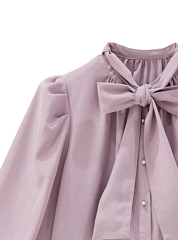 日本 GRL - 優雅扭結雪紡長袖上衣-簡約黑