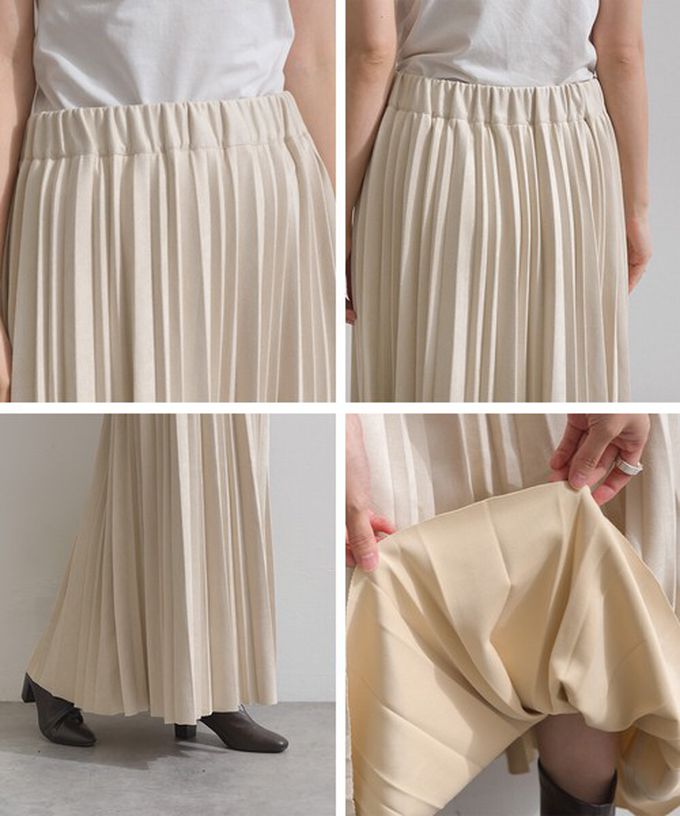 日本 ELENCARE DUE - 俐落低調麂皮百褶長裙-炭灰