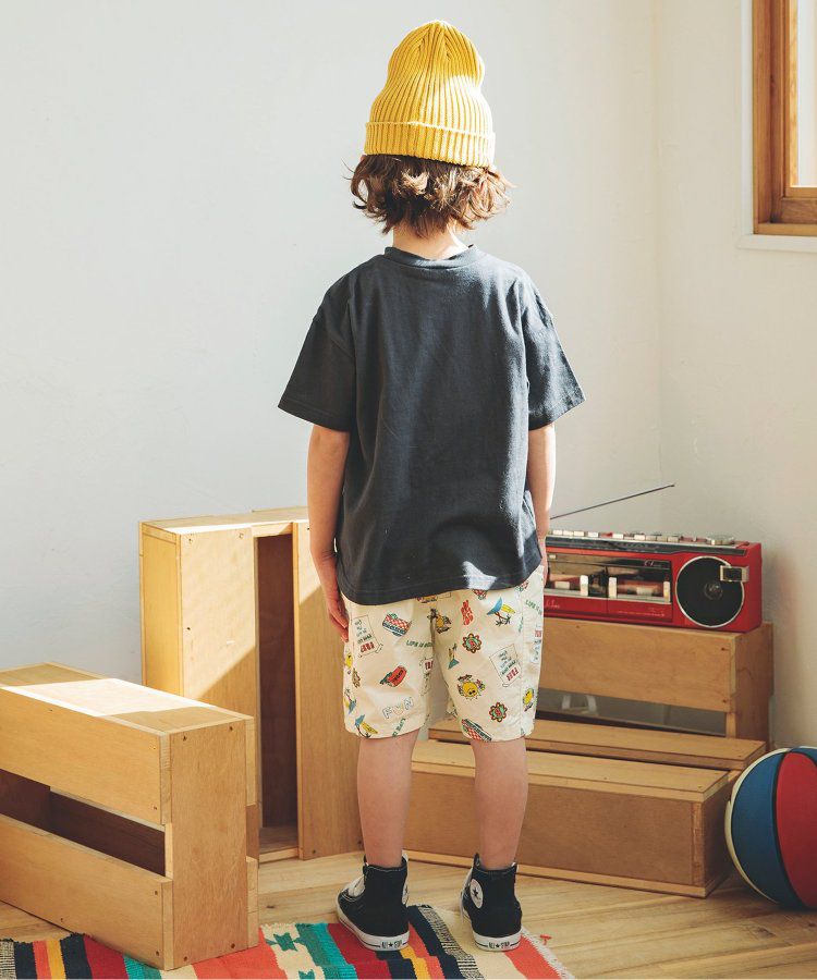 日本 BREEZE - 帥氣印花休閒短褲-米色海灘