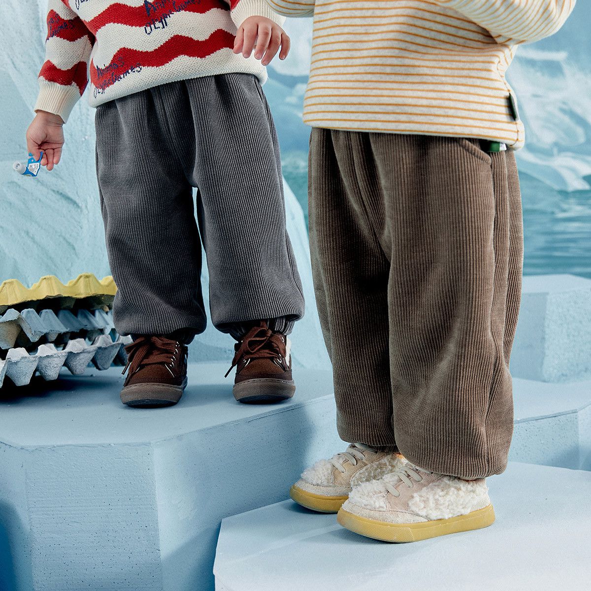 加絨加厚燈芯絨休閒長褲-海豹-粉色