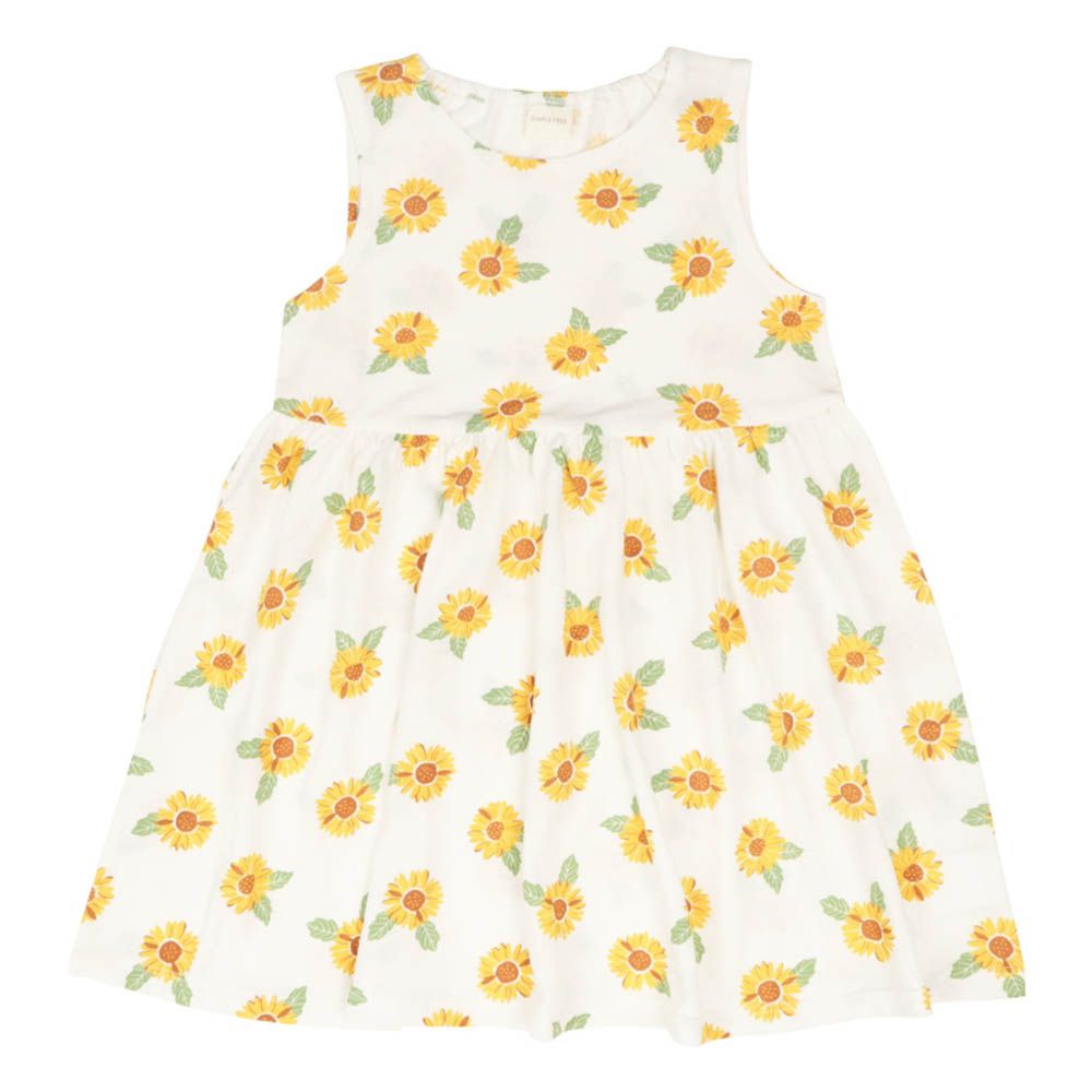 洋裝-滿版印花-米白色