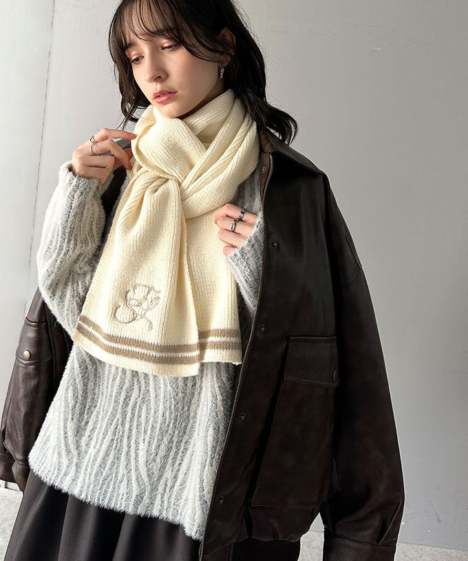 日本 Classical Elf - 學院風logo優雅素色圍巾-黑