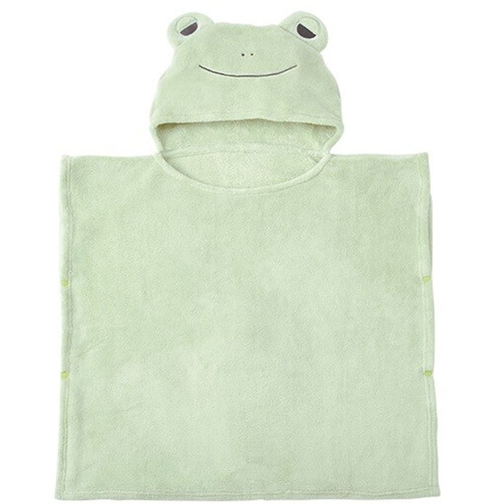 日本 LIV HEART - 5倍吸水力蓬鬆柔軟 兒童連帽背心浴袍-青蛙-綠 (長60cm)