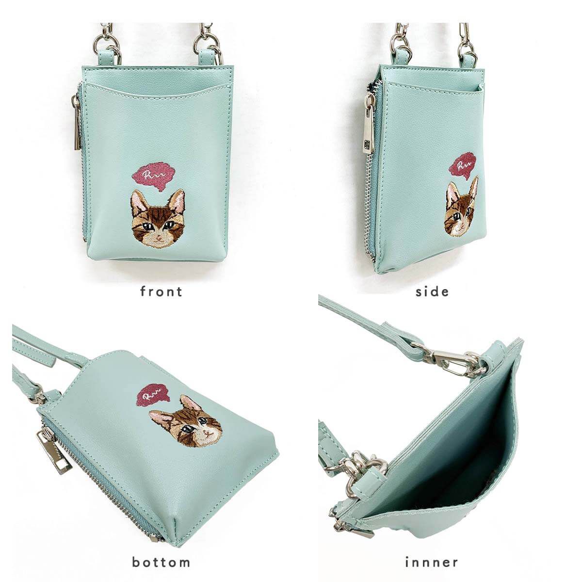 日本服飾代購 - 2way動物刺繡造型手機收納/隨身小零錢包-兔子-芥末黃 (17x11x2cm)