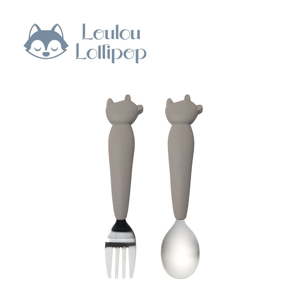 動物造型 兒童304不鏽鋼叉匙組-害羞犀牛