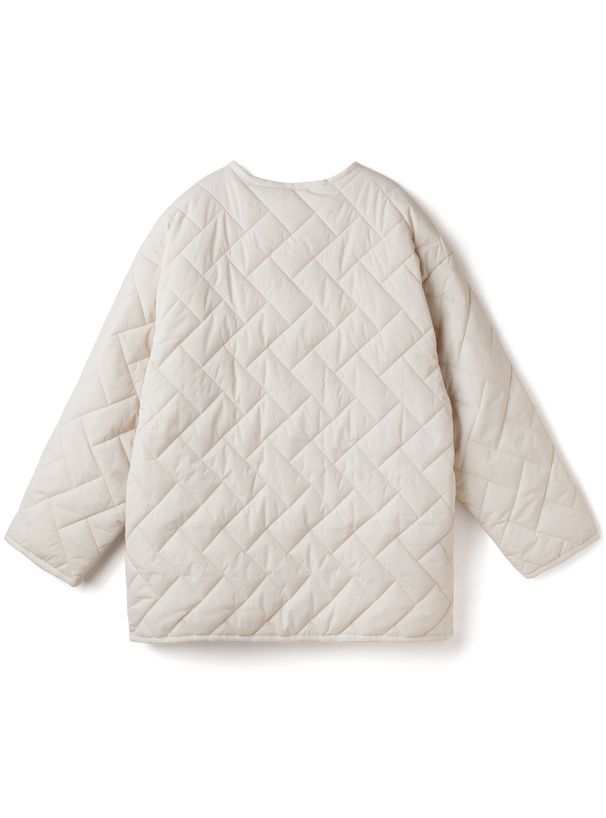 日本 GRL - 圓領寬鬆休閒絎縫夾克-象牙白