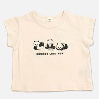 日本 Chil2 - 100%棉 可愛印花短袖上衣-熊貓-奶油白
