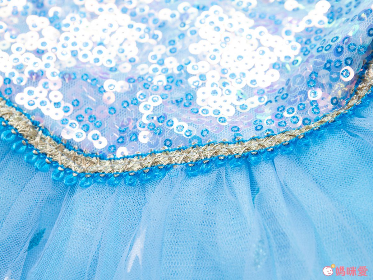 閃亮冰雪女王長袖洋裝-藍色