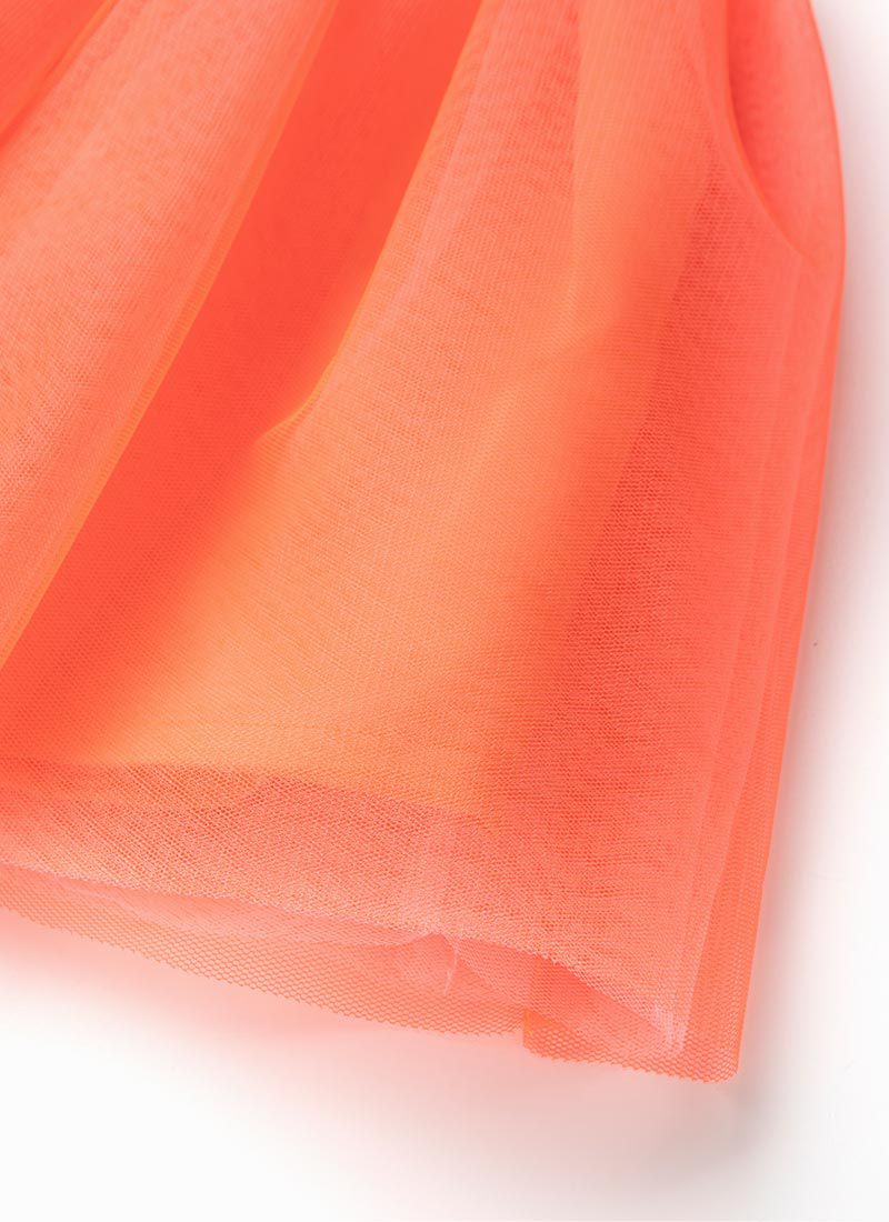 韓國 OZKIZ - 鬆緊腰漸層網紗裙-橘