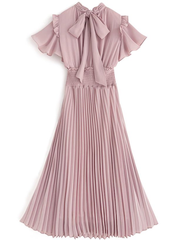 日本 GRL - 甜美時光收腰百摺短袖洋裝-黑