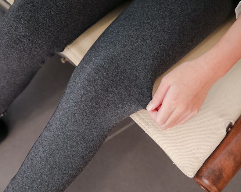 FANMOU - 厚棉氣質內搭褲-蝴蝶結-淺灰色