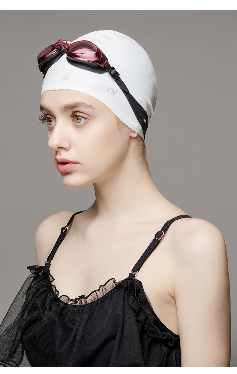 純色矽膠防水泳帽-淺藍色 (頭圍54-58cm)