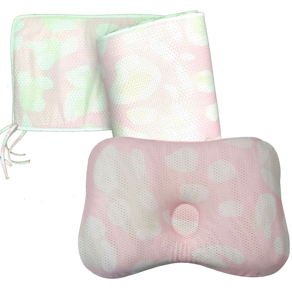 COMFi - 透氣嬰兒定型枕+透氣床圍-( 3~24個月)-粉色+粉色