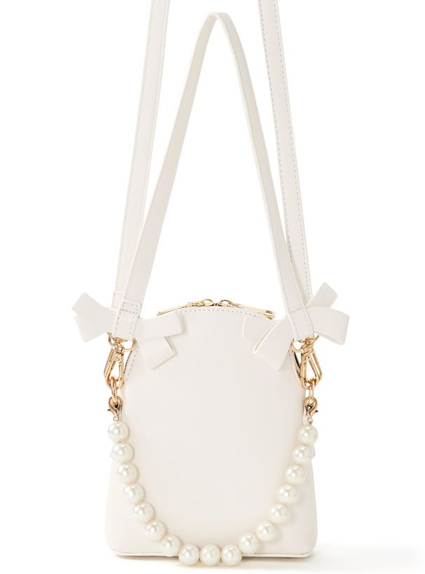 日本 GRL - 3WAY公主專屬蝴蝶結珍珠手提包/側背包-白