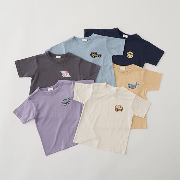 日本 b-ROOM - 胸前童趣印花短袖上衣-吉普車-水藍