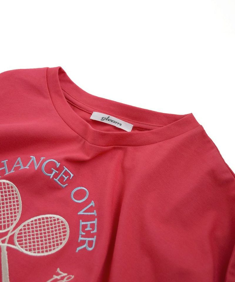 日本 zootie - 落肩寬鬆立體刺繡短T-玫瑰粉