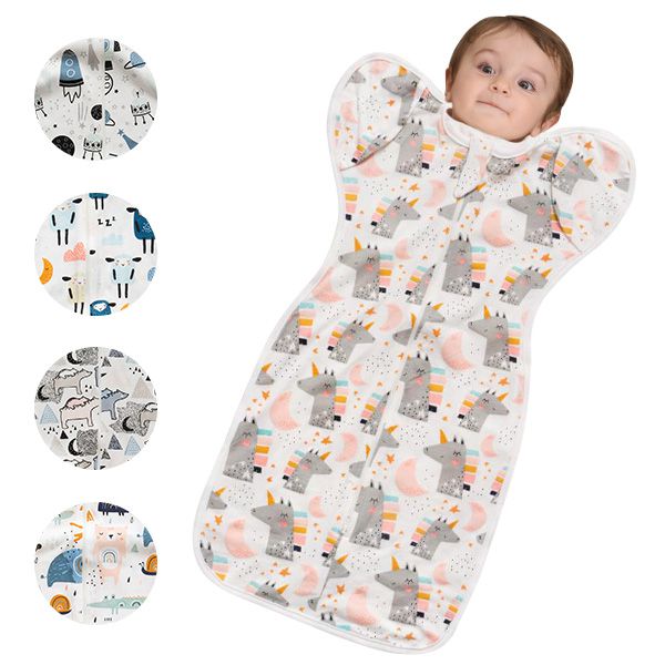 JoyNa - 雙頭拉鍊式蝴蝶型 純棉懶人包巾-獨角獸 (全長60cm胸圍26cm)