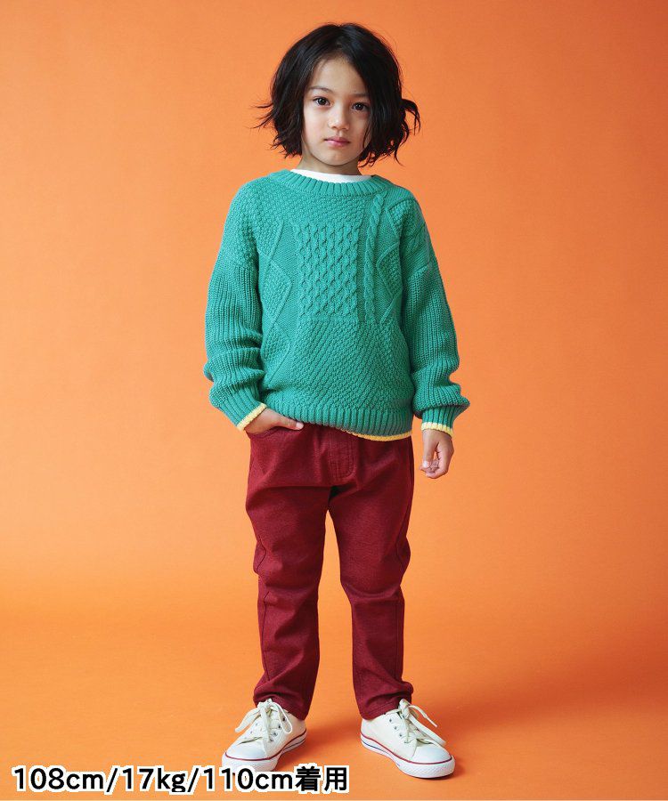 日本 BREEZE - 可水洗明亮色滾邊針織毛衣-耀眼橘