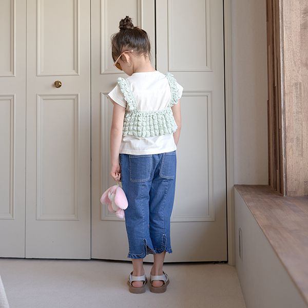 日本 Lycee mine - 泡泡短背心+短袖上衣(時尚二件組)-嫩粉紅