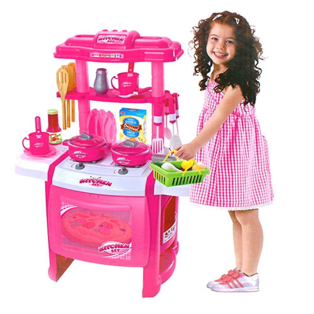 酷比樂 - 聲光廚具台(附購物籃)-WD-A16-粉紅色