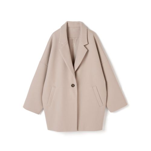 日本 GRL - 時尚顯瘦繭型中長版大衣外套-氣質杏
