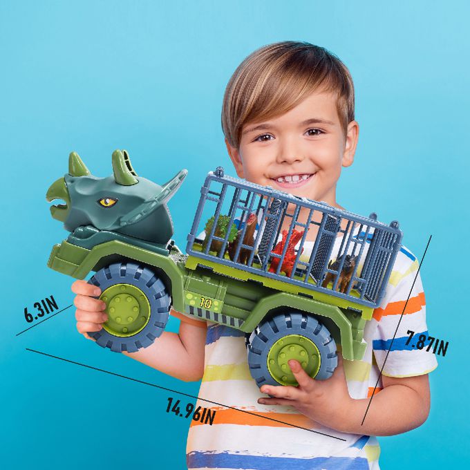 CuteStone - 兒童仿真三角龍運輸車套裝玩具20件組