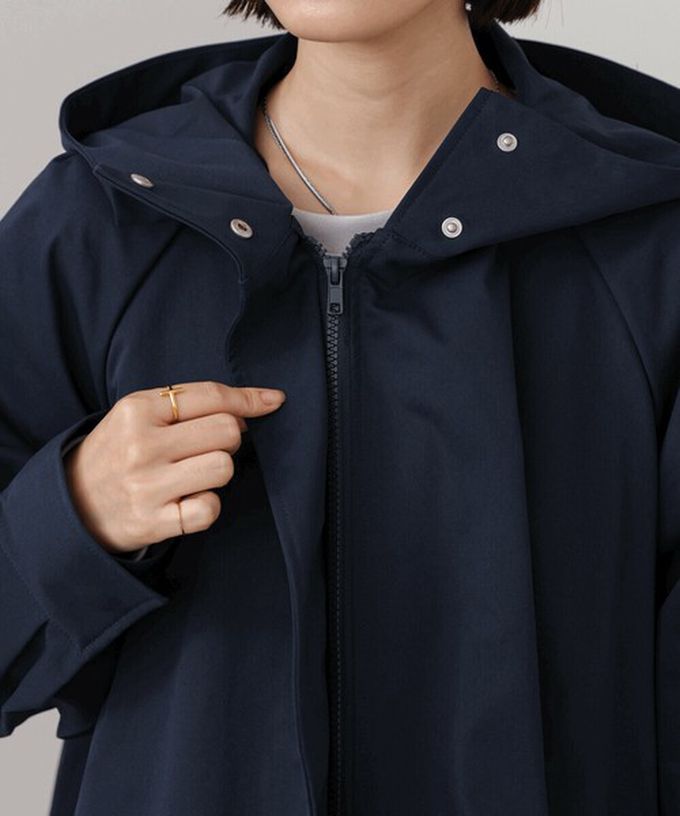 日本 Bab - [人氣款]背後皺摺薄紗連帽風衣外套-卡其杏