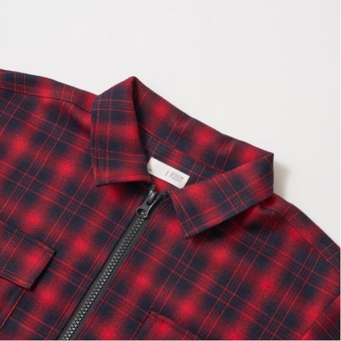 日本 b-ROOM - 經典格紋廓形長袖襯衫/夾克-紅