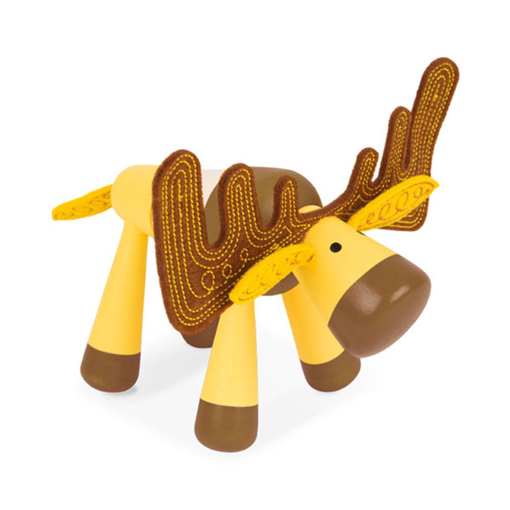 法國Janod - 經典設計木玩-大角麋鹿-(福利品出清/盒損)
