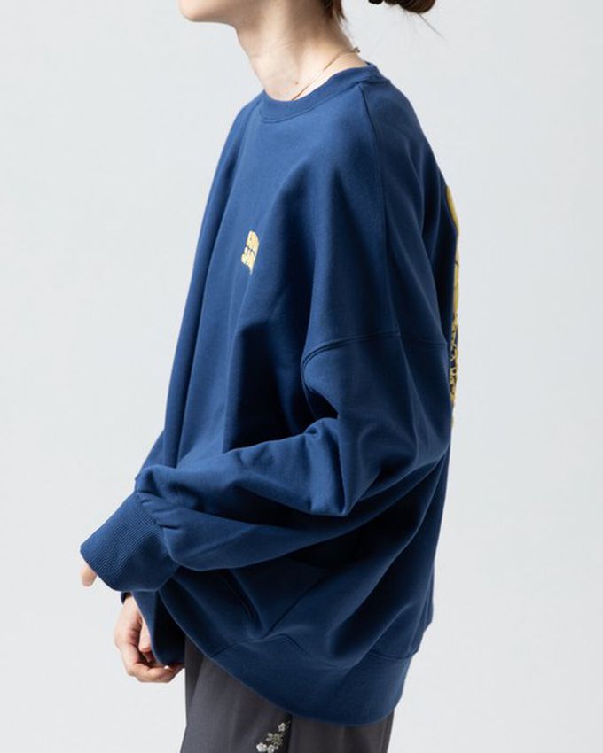 日本 gleam - 裏毛寬版甜點好友印花大學T-咖啡x粉紅