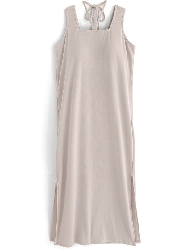 日本 GRL - 美式休閒綁帶無袖洋裝-卡其