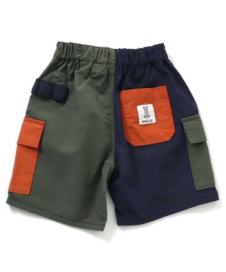 日本 BREEZE - 聯名款 口袋工裝風帥氣4分短褲-撞色-橘藍系