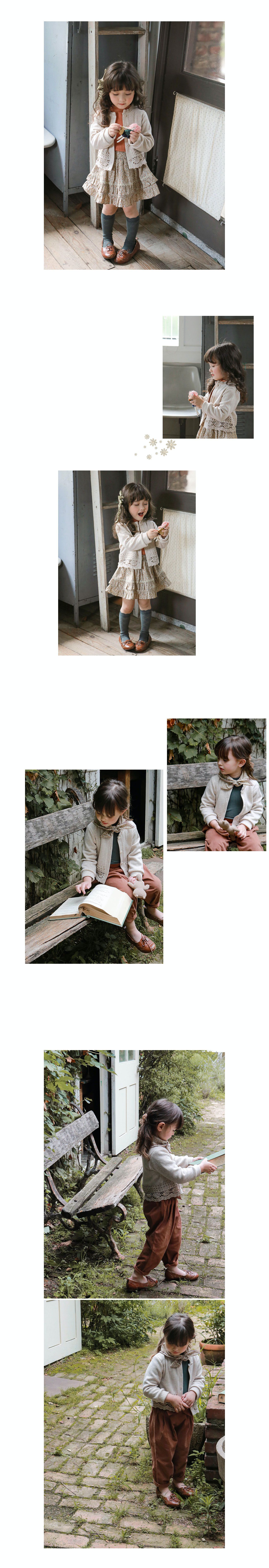 韓國 Puellaflo - 下擺鏤空雕花縮袖口針織外套-燕麥