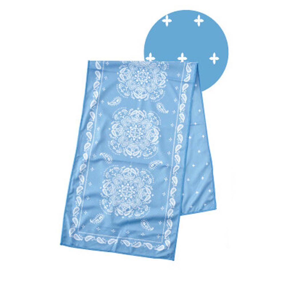 UV CUT抗菌加工降溫涼感巾-歐風圖騰-水藍 (30×100cm)