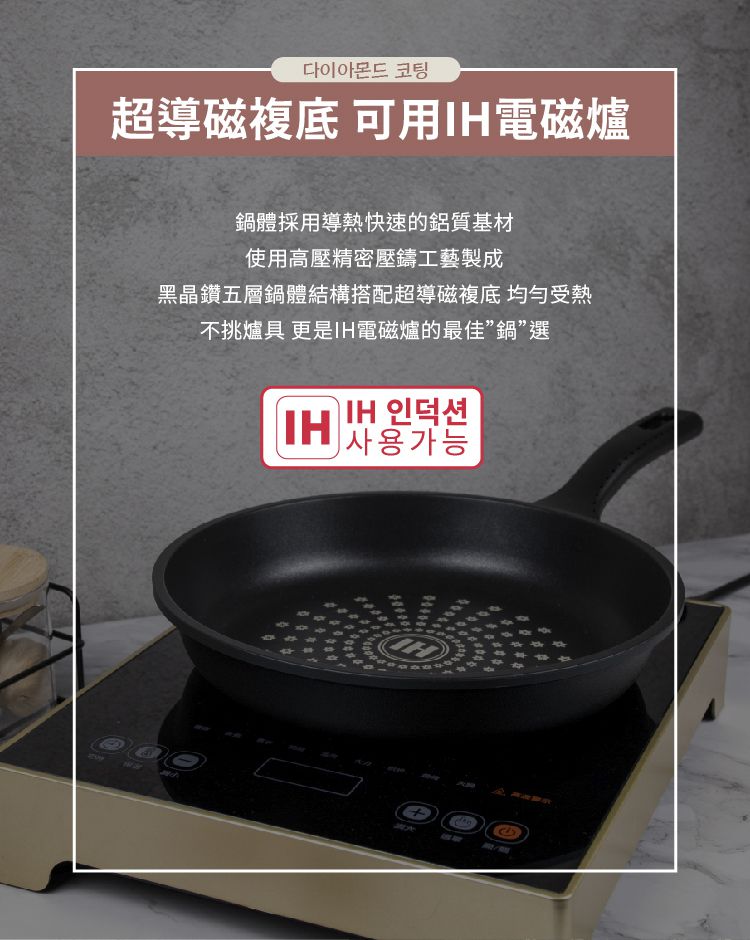 LIVING ART - 黑晶鑽石不沾炒鍋/韓國製/電磁爐可用-32cm