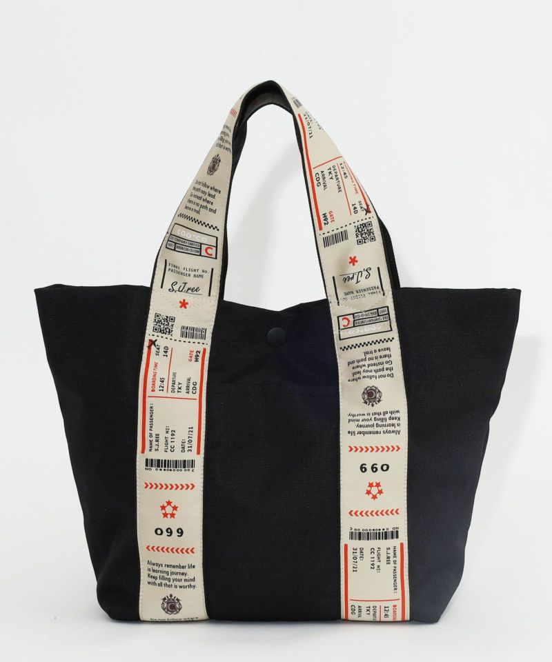 日本 COOCO - 尼龍印花粗帶手提包/托特包-黃 (W24*H26*D14cm)