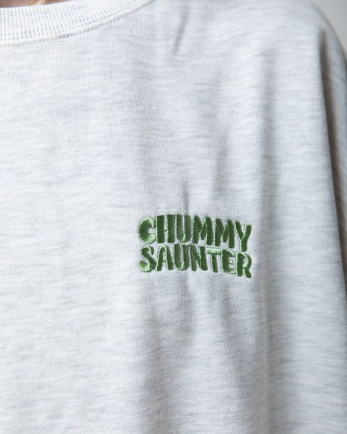 日本 gleam - 裏毛寬版甜點好友印花大學T-寶藍x黃