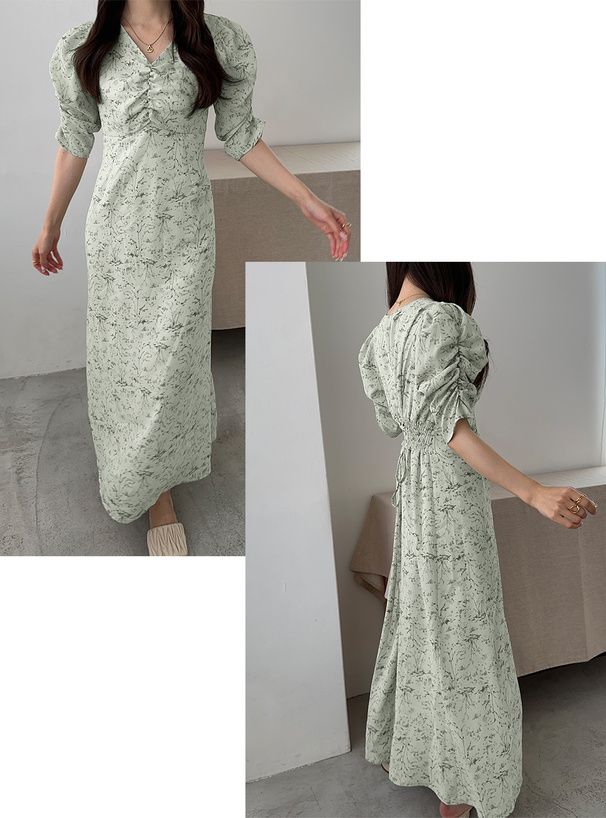 日本 GRL - 浪漫花園後綁帶雪紡洋裝-象牙白