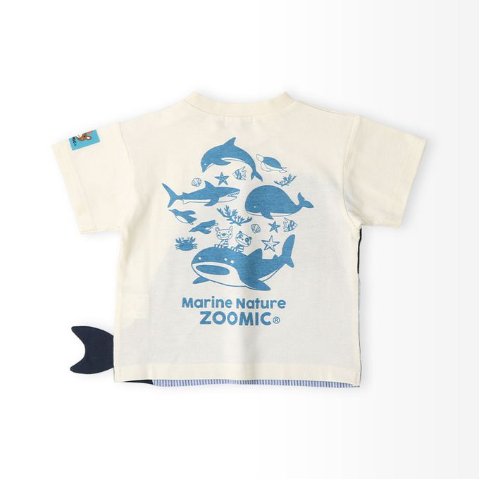 日本 ZOOLAND - 海洋印花短袖上衣-巨大鯨魚-象牙