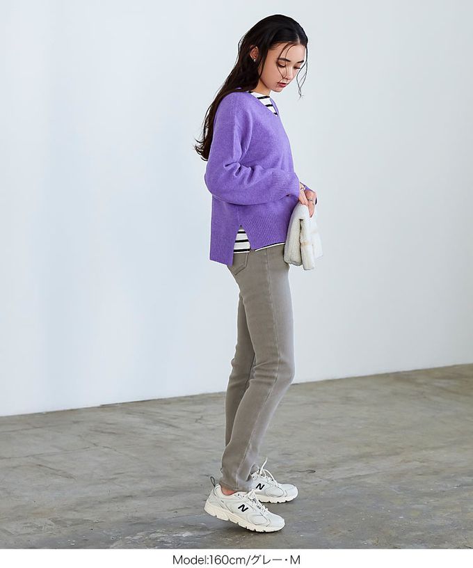 日本 Kobe Lettuce - 最暖刷毛美腿丹寧褲(可選長度)-黑