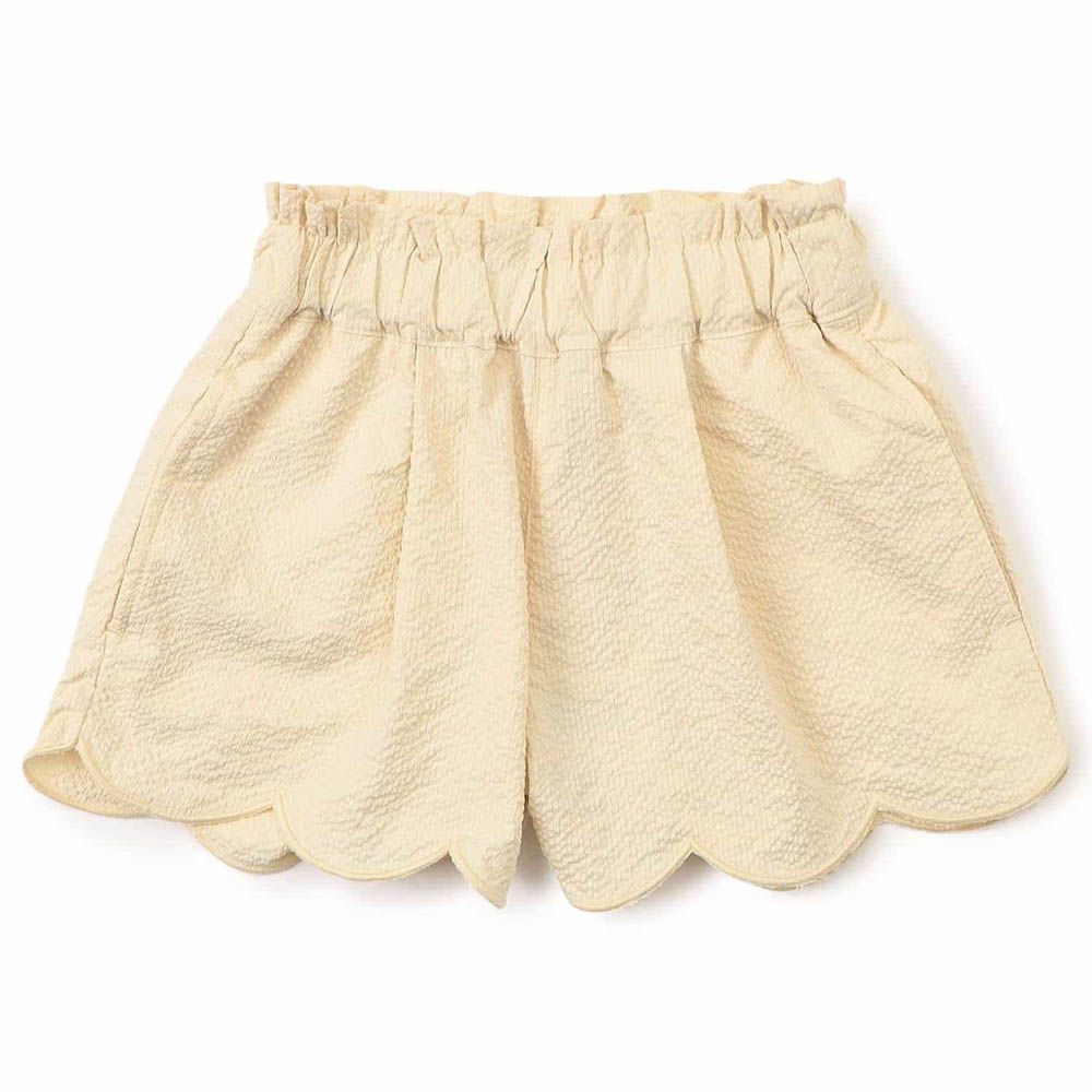 潑水加工 貝殼下擺短褲-象牙白